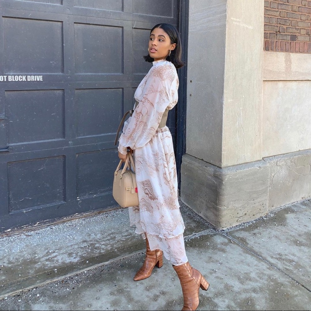 High neck long sleeve dress